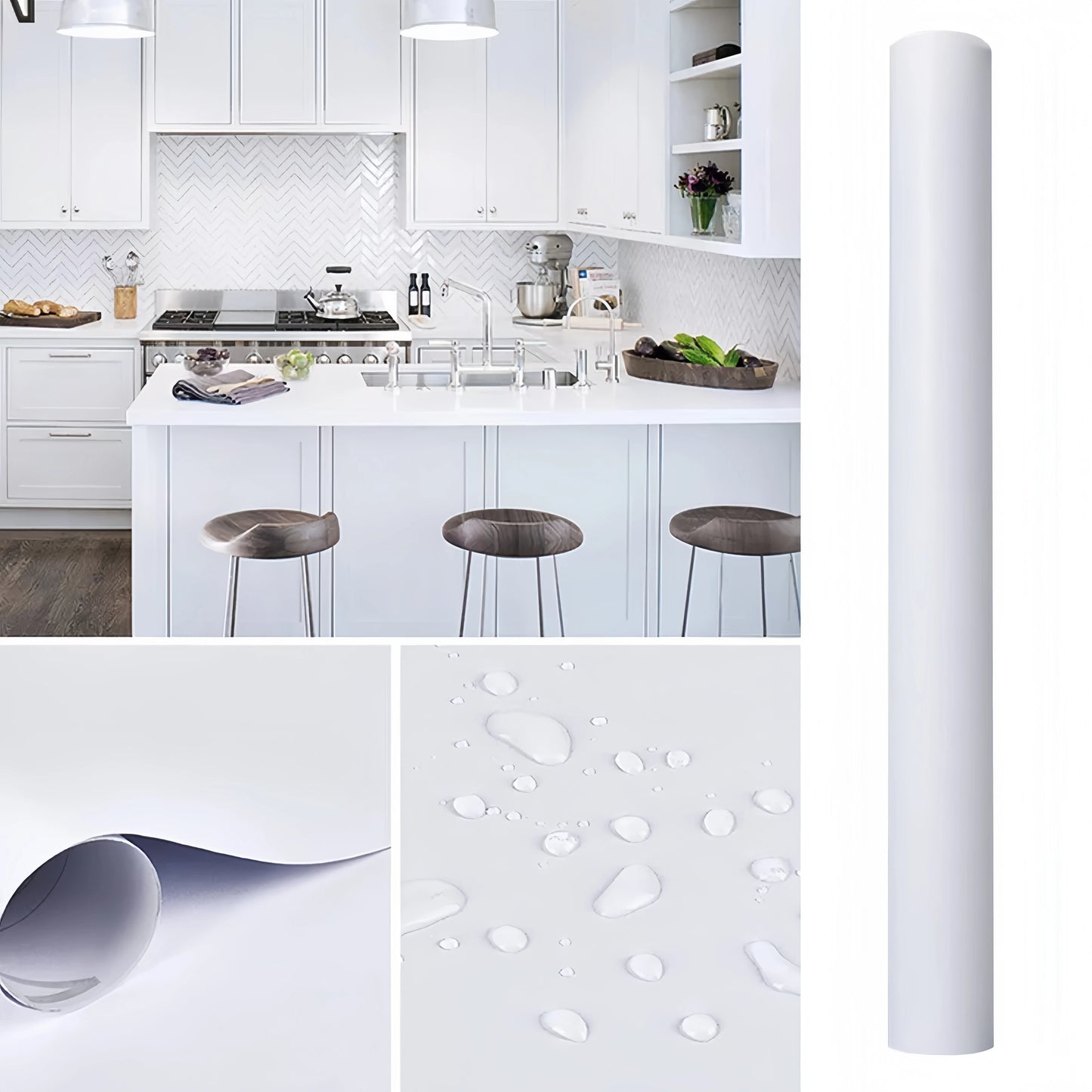 White Self-adhesive Wall Wallpaper Self Adhesive Autohesion Wallpapers Home Decor High Temperature Resistance Waterproof Sticker