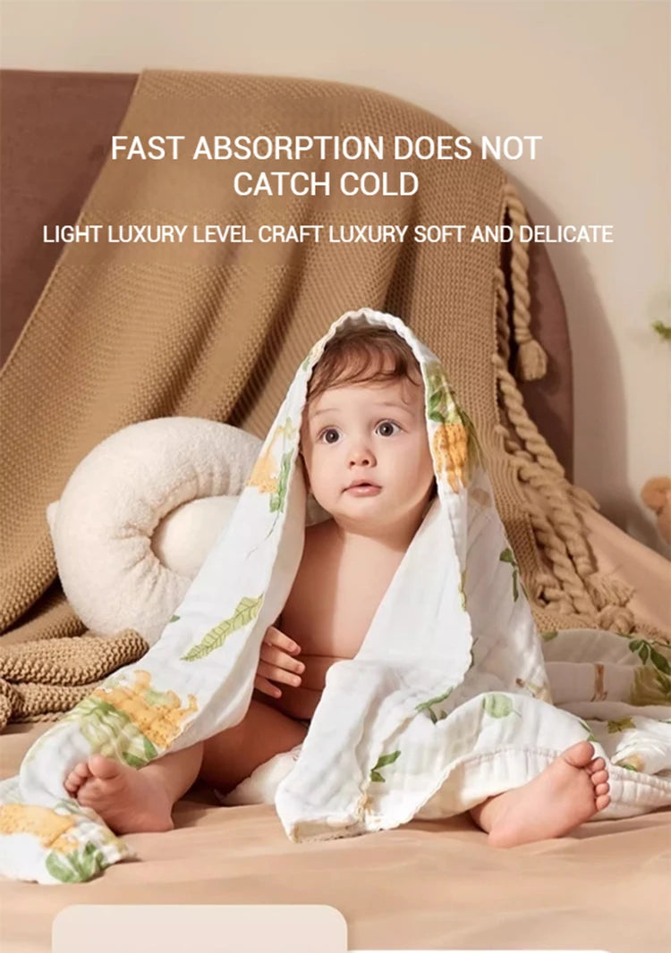AIBEDILA Newborn baby bath towel pure cotton gauze bath towel Class A soft children's blanket absorbent newborn baby blanket