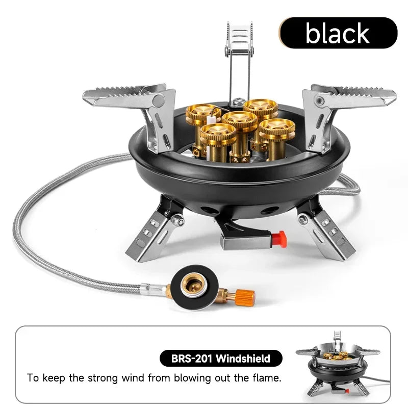BRS-201A Camping Gas Stove Travel High Pressured Camping Burner Windshield Butane Gas Burner With Piezo Ignition Gas Stove