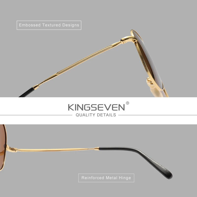 KINGSEVEN Pilot Alloy Sunglasses Polarization UV400 Anti-reflection Full Frame Parsnip Glasses Women Retro Luxury Eyewear