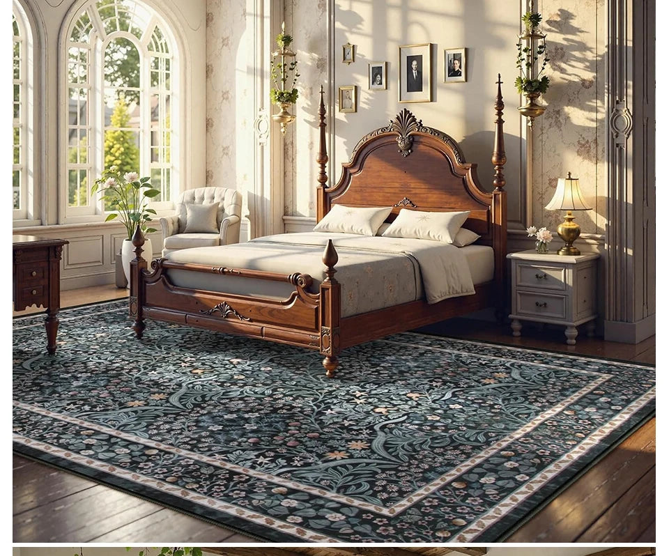Pink Living Room Carpet Large Machine Washable Carpets Bedroom Bedside Floor Mat Home Decoration Bohemian Flower Non-Slip Rug 카펫