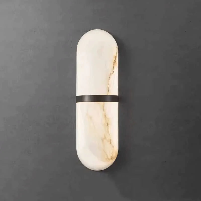 Oval Copper Natural Marble Wall Lamp Post-Modern drawing room Hotel Bedroom Wall Sconce Minimalist New Style Lighting Fixture