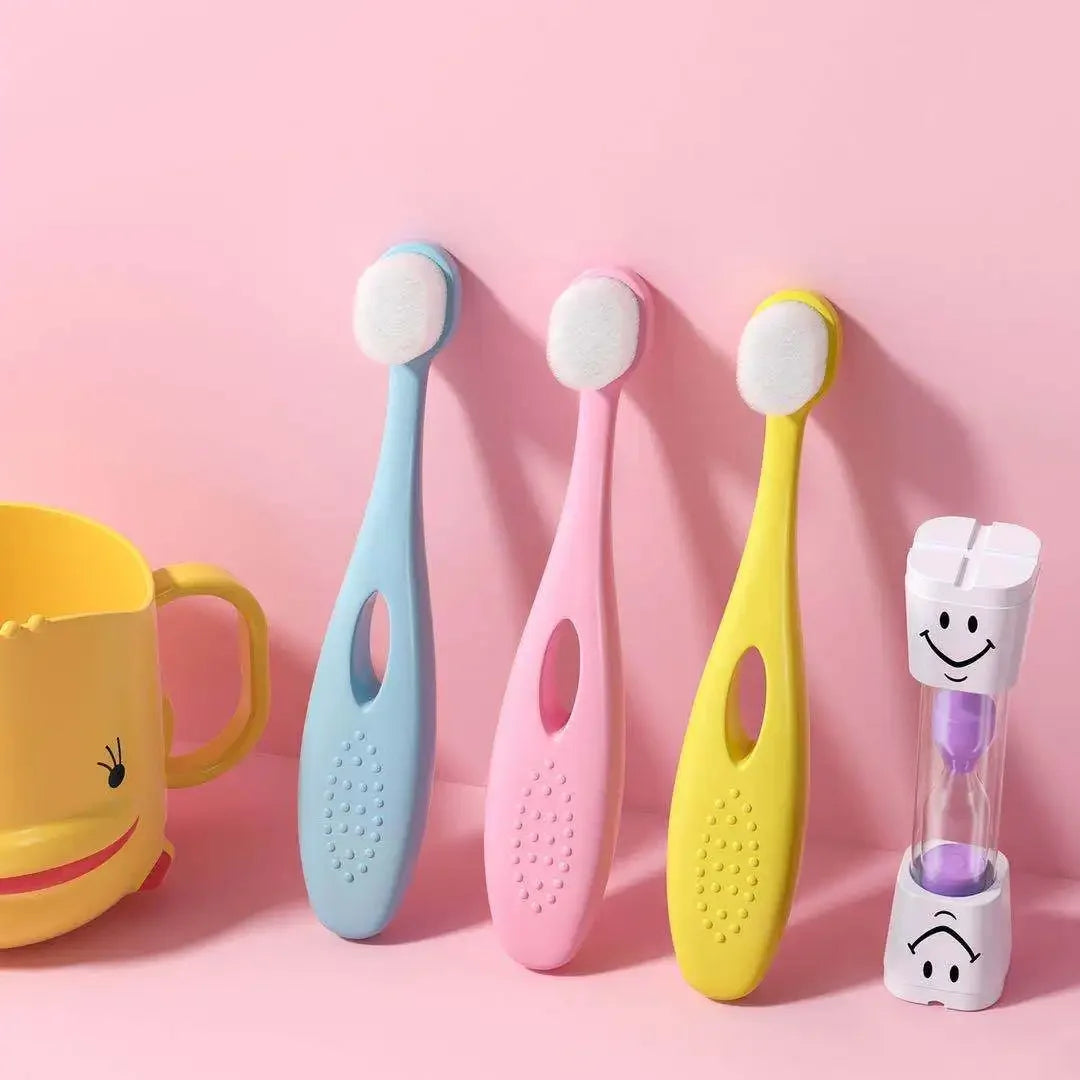 Baby Silicone Toothbrush Cartoon Handle Safety Suction Cup Toothbrush for Children Toddler Teeth Brush Dental Care 2-12 Years