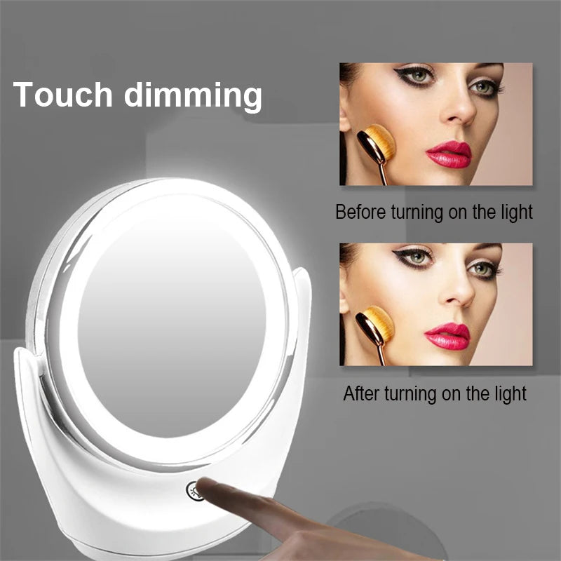 Xiaomi Youpin Mirror 1X-5X Magnification 360 Degree Rotation Portable Double Sided Desktop Intelligent With Light Makeup Mirror