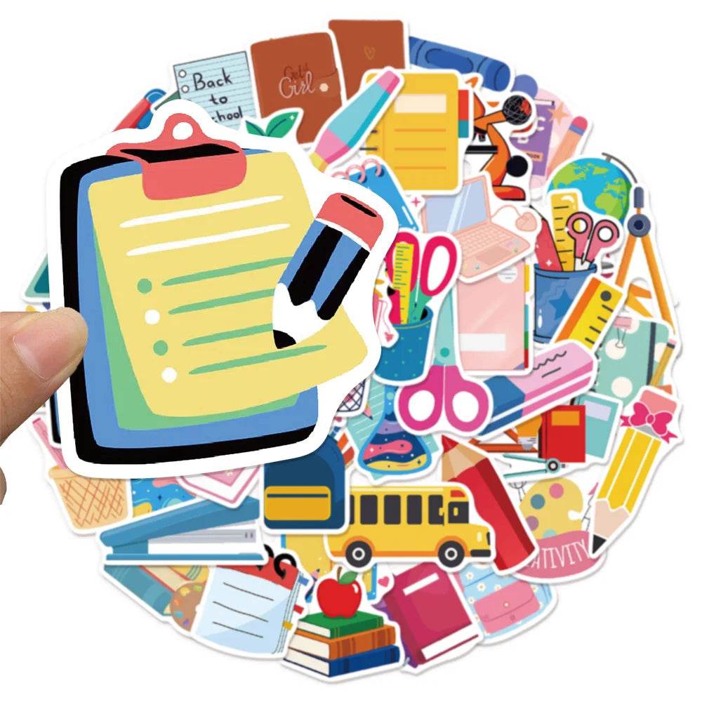 50PCS Back to School Student Supplies Graffiti Stickers DIY Luggage Speaker Water Cup Notebook Waterproof Stickers - AIAZ