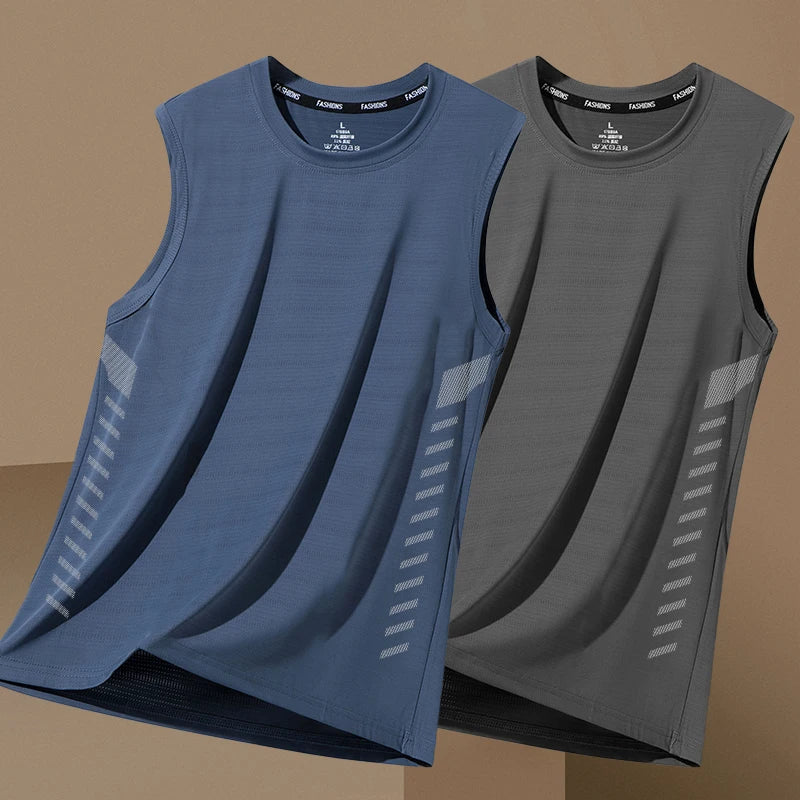 Men's Summer New Sle Qui Dry Sport Vest Loose Ice Silk Svel T-irt Fitn Training Running Baskeall American Sle