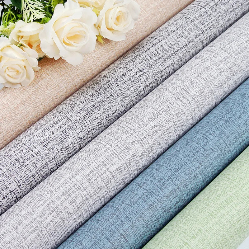 10m 3D Thicken self-adhesive thermal insulation wallpaper linen plain color decor wall stickers renovation anti-collision