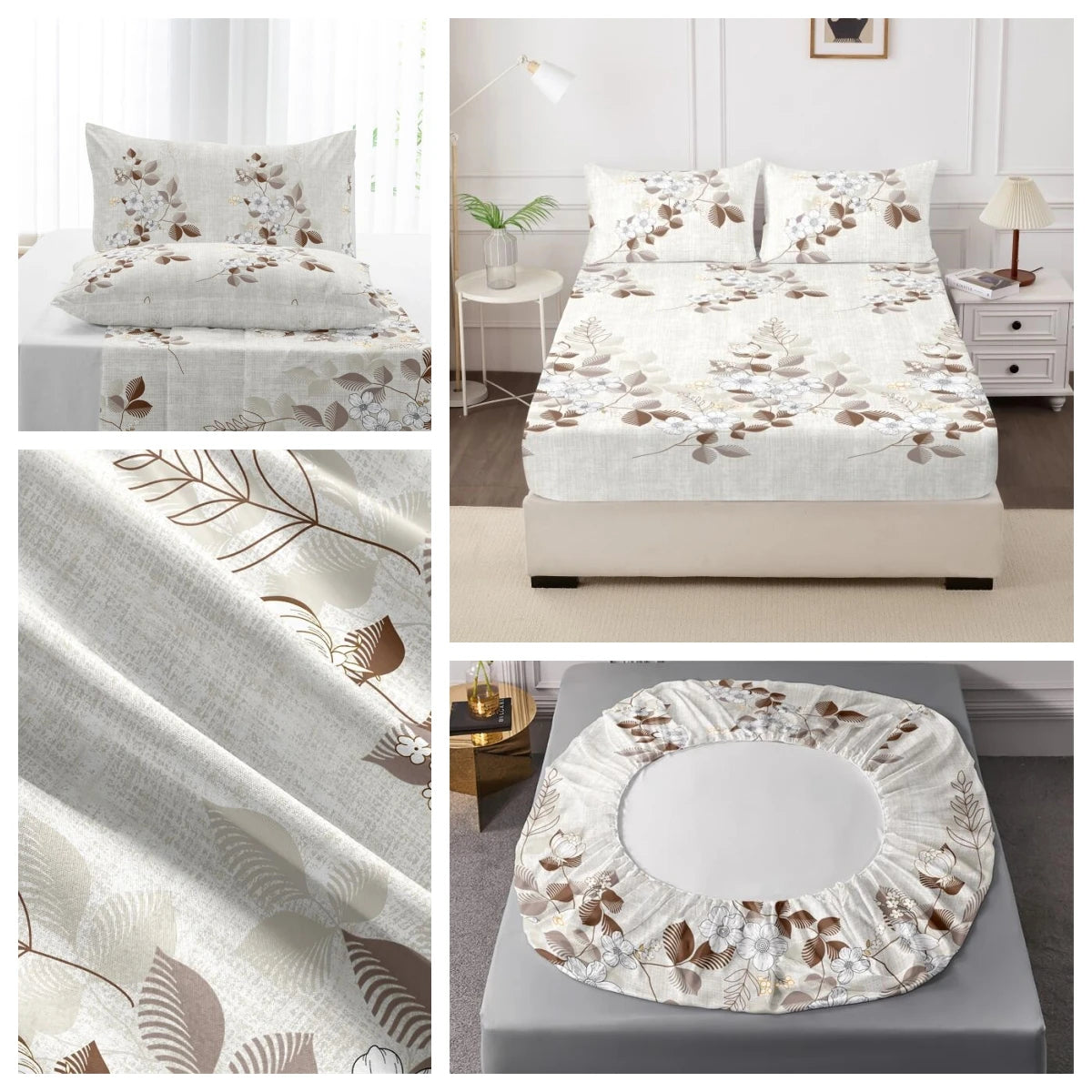 100% Polyester 3pcs Printed Sanding Fitted Sheet and pillowcases Set Elastic Band Around Mattress Cover King Size Bed Cover