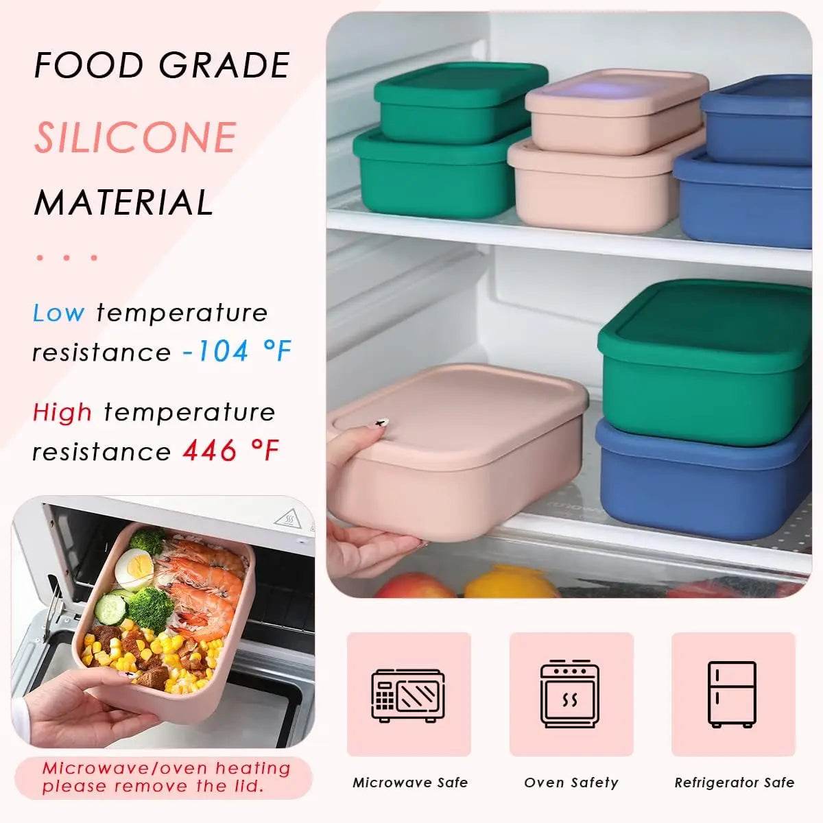 Silicone Bento Boxes Lunch Container, YONGHAO Leak-Proof Lunch Container, BPA-Free, Dishwasher Safe - AIAZ