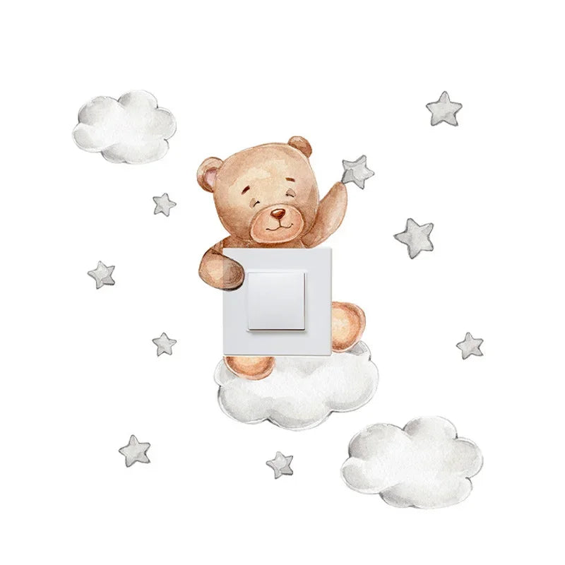 Cartoon giraffe Panda elephant switch stickers Kids Baby Bedroom decor Home decor Wallpaper Kids wall decal Room decor stickers