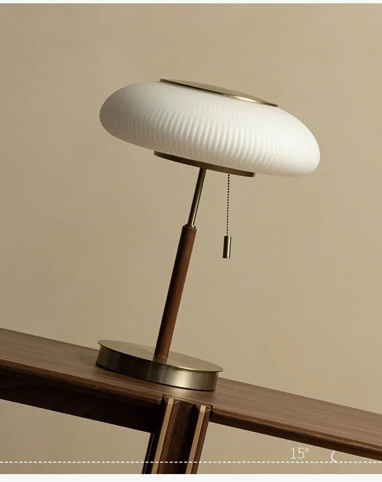 Nordic Vintage Table Lamp White Glass Desk Light for Bedroom