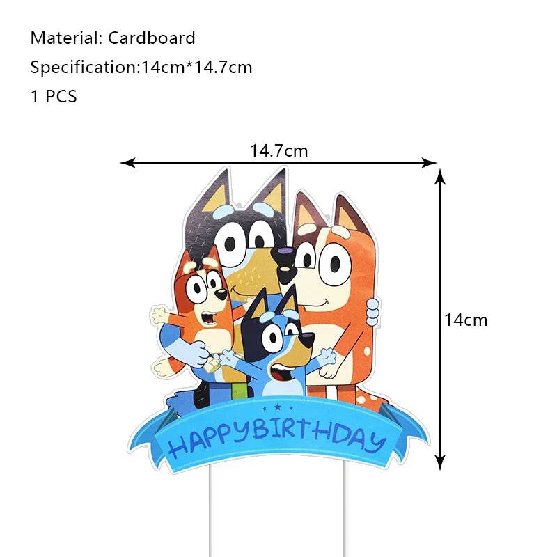 New Bluey Birthday Party Decoration Latex Balloons Bingo Aluminum Film Balloon Disposable Tableware Kids Event Supplies Backdrop - AIAZ