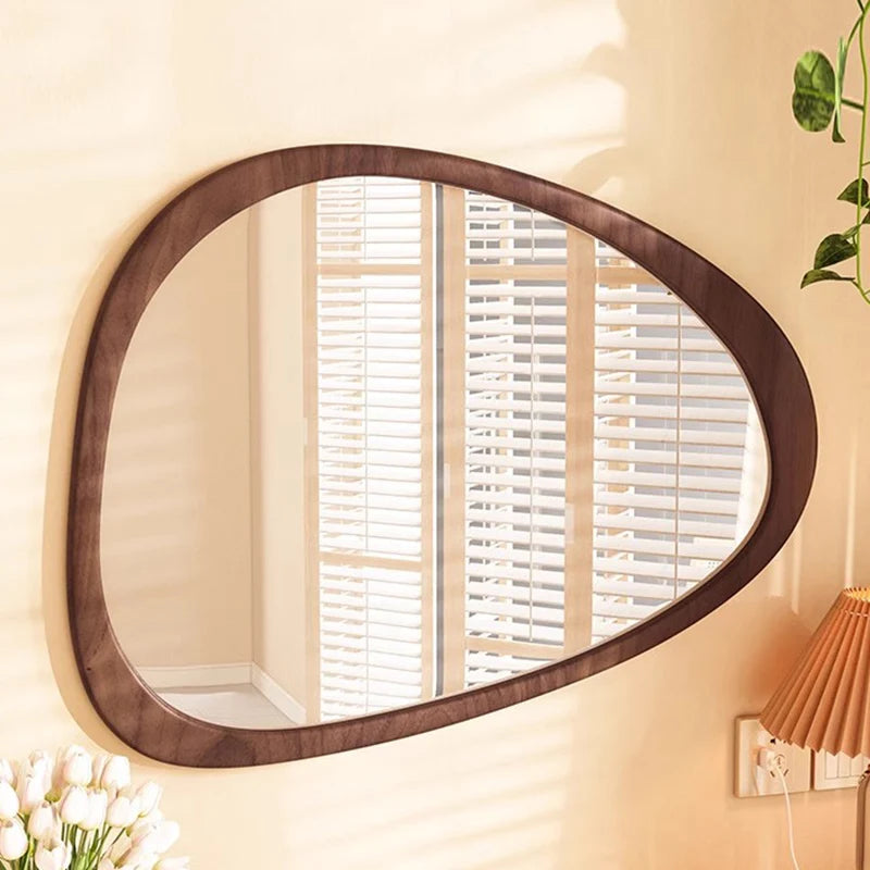Irregular Wall Mirror Living Room Decoration Modern Girls Mirror Funky Wooden Asymmetrical Bathroom Espelhos Home Decorations