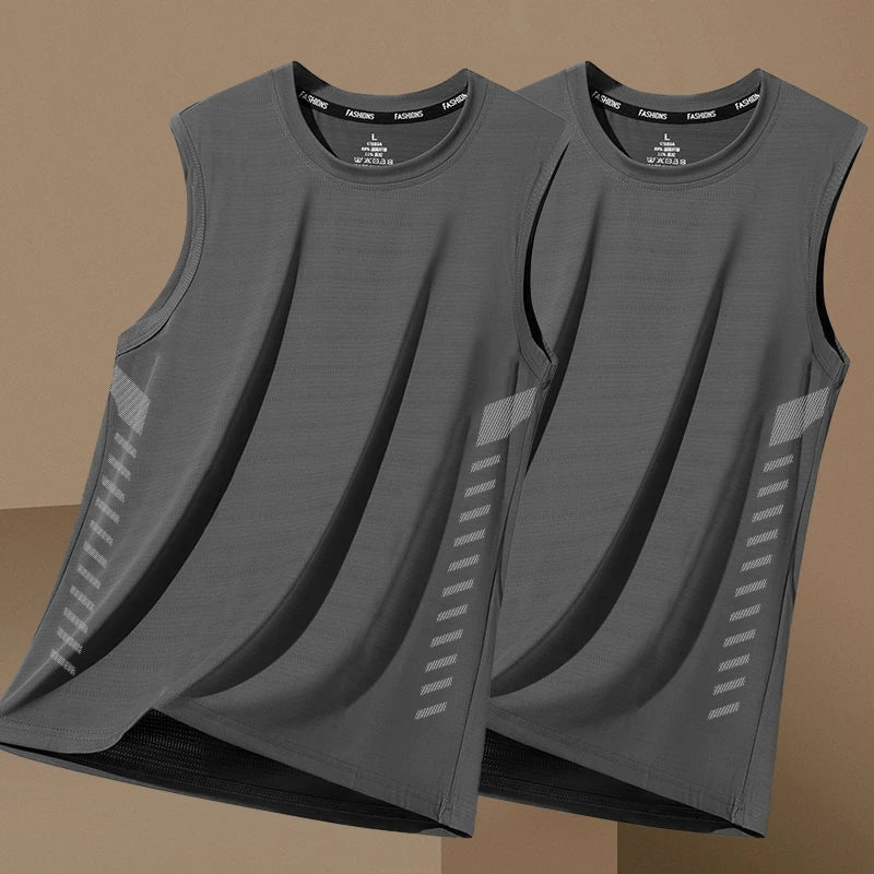 Men's Summer New Sle Qui Dry Sport Vest Loose Ice Silk Svel T-irt Fitn Training Running Baskeall American Sle