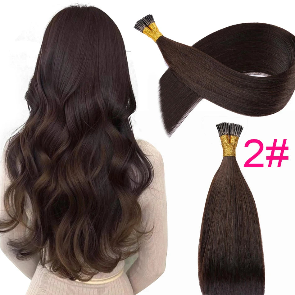 I Tips Virgin Hair Extensions 27# For Black Women 100% Remy Bulk Hair I Tip Natural Hair Extensions Straight Natural Fusion 613#