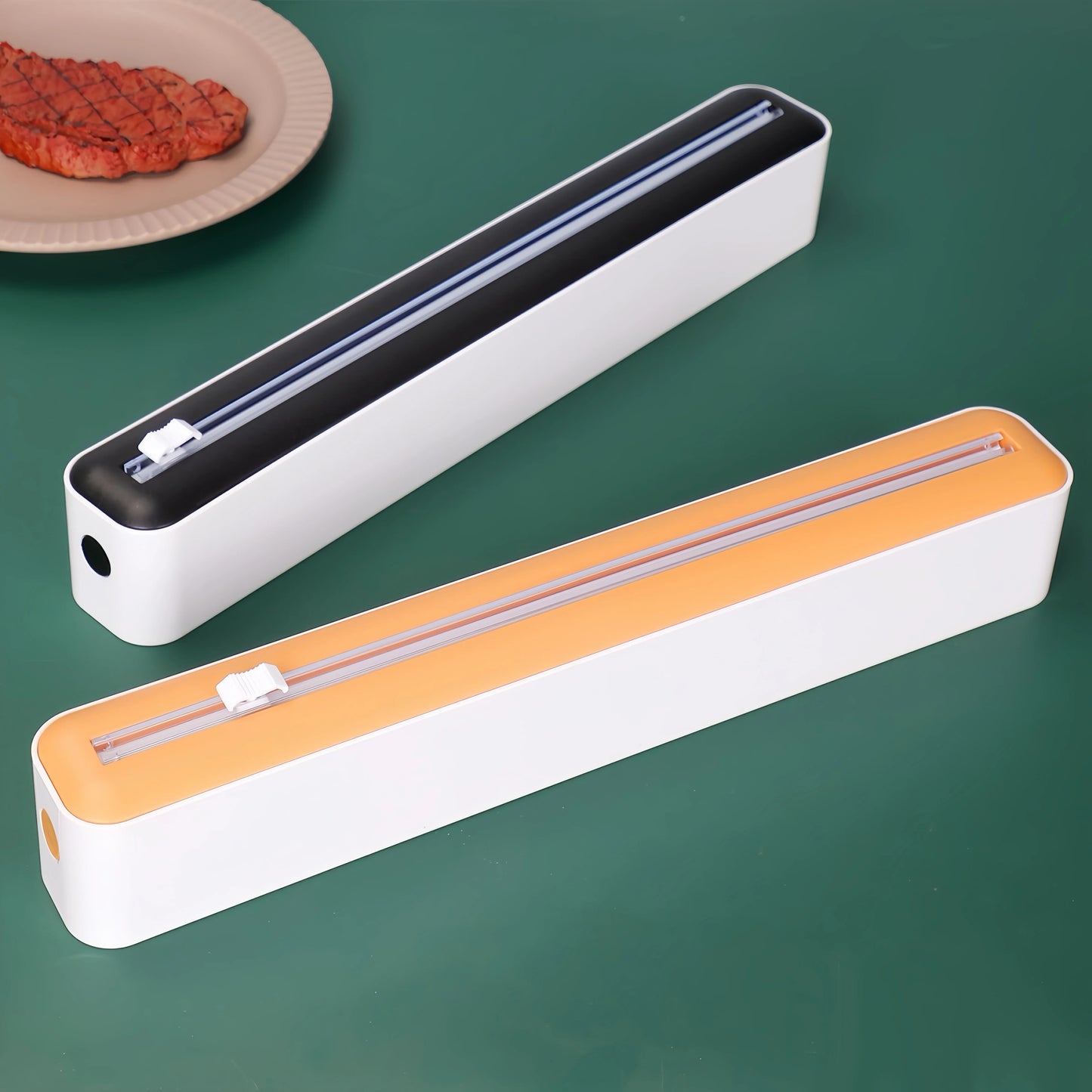 1Pc Black/Blue/Yellow/Green, Four Available Styles Household Kitchen Wrap Dispenser with Foil & Cling Film Cutter Box, Fresh Bag C