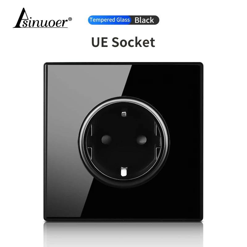 Glass Panel Wall Switch LED European 16a Socket Retro Toggle Light Switch EU UK Standard 2way Socket 1-4gang USB Home Decoration