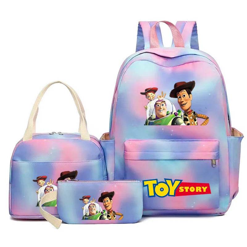 Toy Story Colorful Backpack Set With Tote and Pouch Large Capacity Lightweight And Breathable Outdoor Knapsack School Bags - AIAZ
