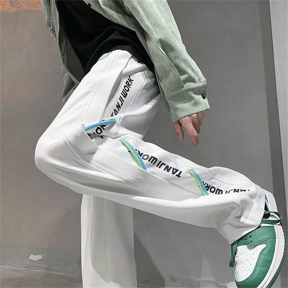 2025 New Fashion Trends Men's Casual Pants Processing Pants Thin Loose Oversized Elastic Breathable and Ventilated Pants - AIAZ