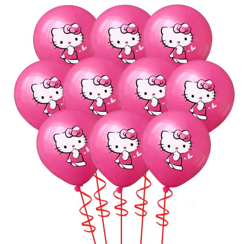 Cartoon Hello Kitty Theme Birthday Party Decor Supplies Kawaii KT Cat Latex Balloons Animal Balloon Baby Shower Kids Toys Gifts - AIAZ