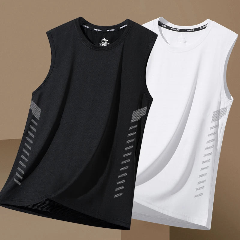 Men's Summer New Sle Qui Dry Sport Vest Loose Ice Silk Svel T-irt Fitn Training Running Baskeall American Sle