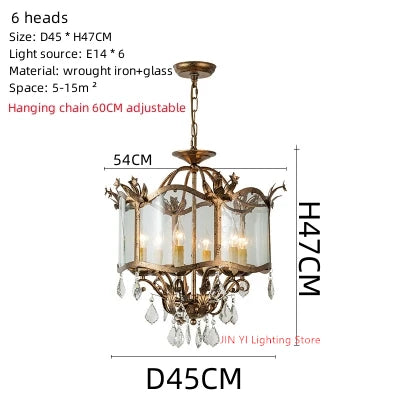 American Restaurant Chandelier Vintage French Candle Bedroom Crystal Lighting Including light bulbs