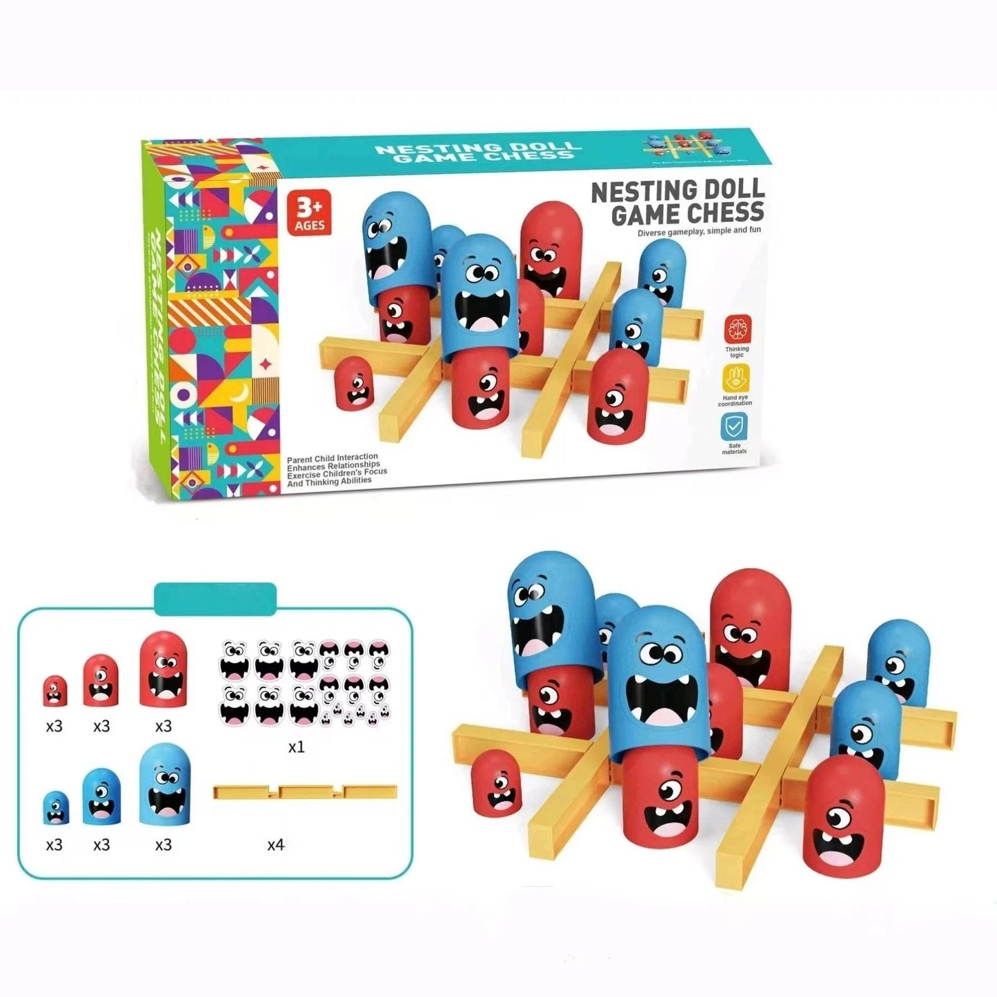 Tic Tac Toe Big Eat Small CartoonThinking Training Board Game Parent-Child Interactive Educational Toys For Kids Christmas Gifts - AIAZ