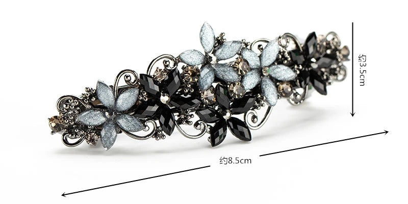 The new Korean version of the crystal flower spring hairpin elegant rhinestone wild ponytail hairpin women's hair accessories
