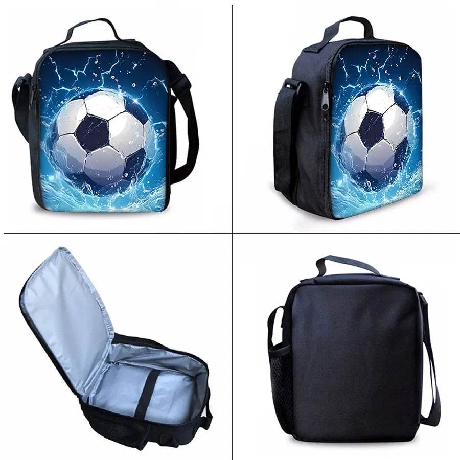 New Football Pattern Three Piece Set Backpacks for Boy and Girls Best Gifts 3D Cartoon School Backpack for Children - AIAZ