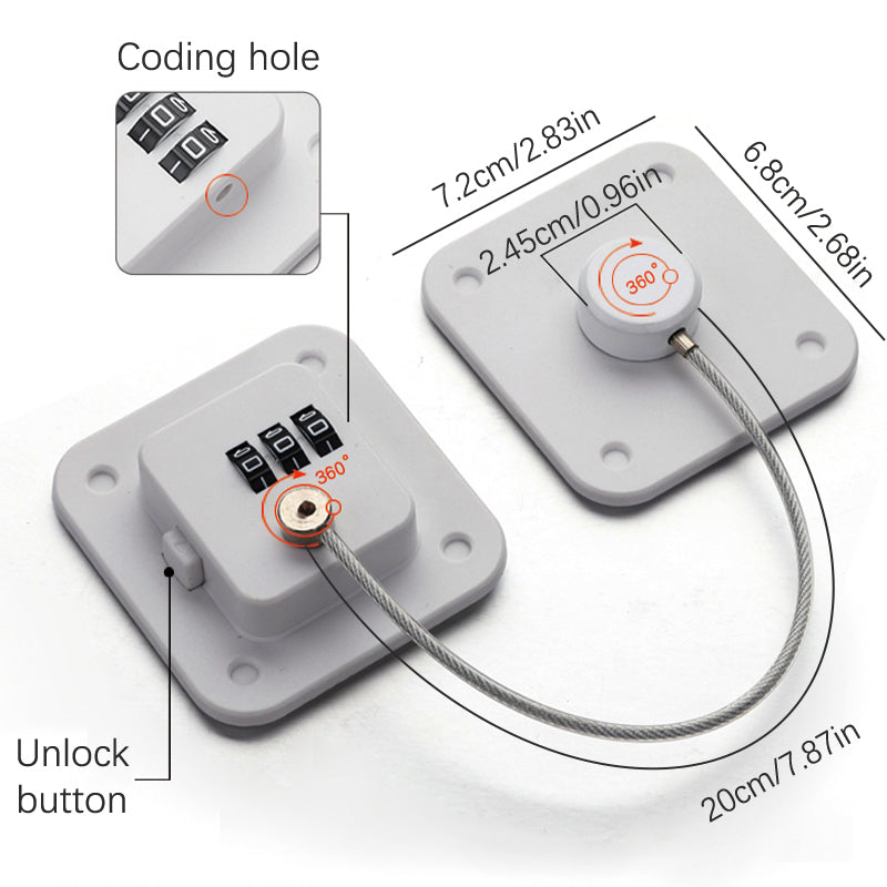 High-end Fridge Lock, Keep Your Food and Kids Safe with Our Refrigerator Lock - No Keys Needed, Combination Lock for Fridge, Pan