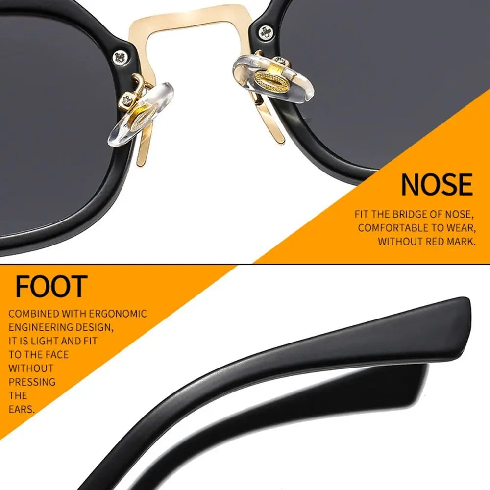Punk Shades Vintage Trendy Driving Sun Glasses UV400 Protection Small Square Sunglasses for Women & Men