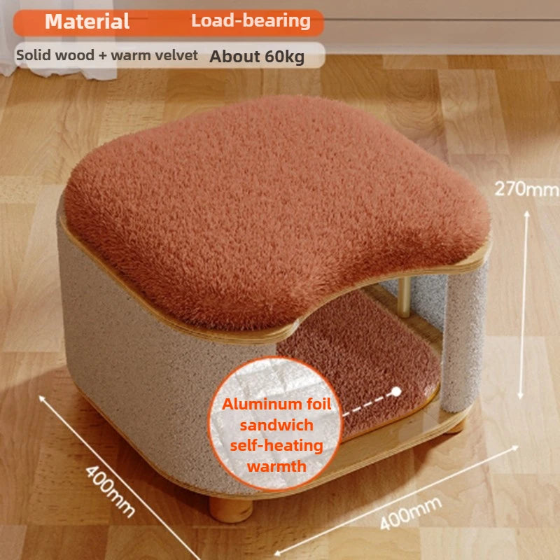Wooden Winter Cat House Breathable Pet Nest 27cm Height Semi-closed Moisture-proof Soft Cat Beds Comfortable Cage Cat Supplies