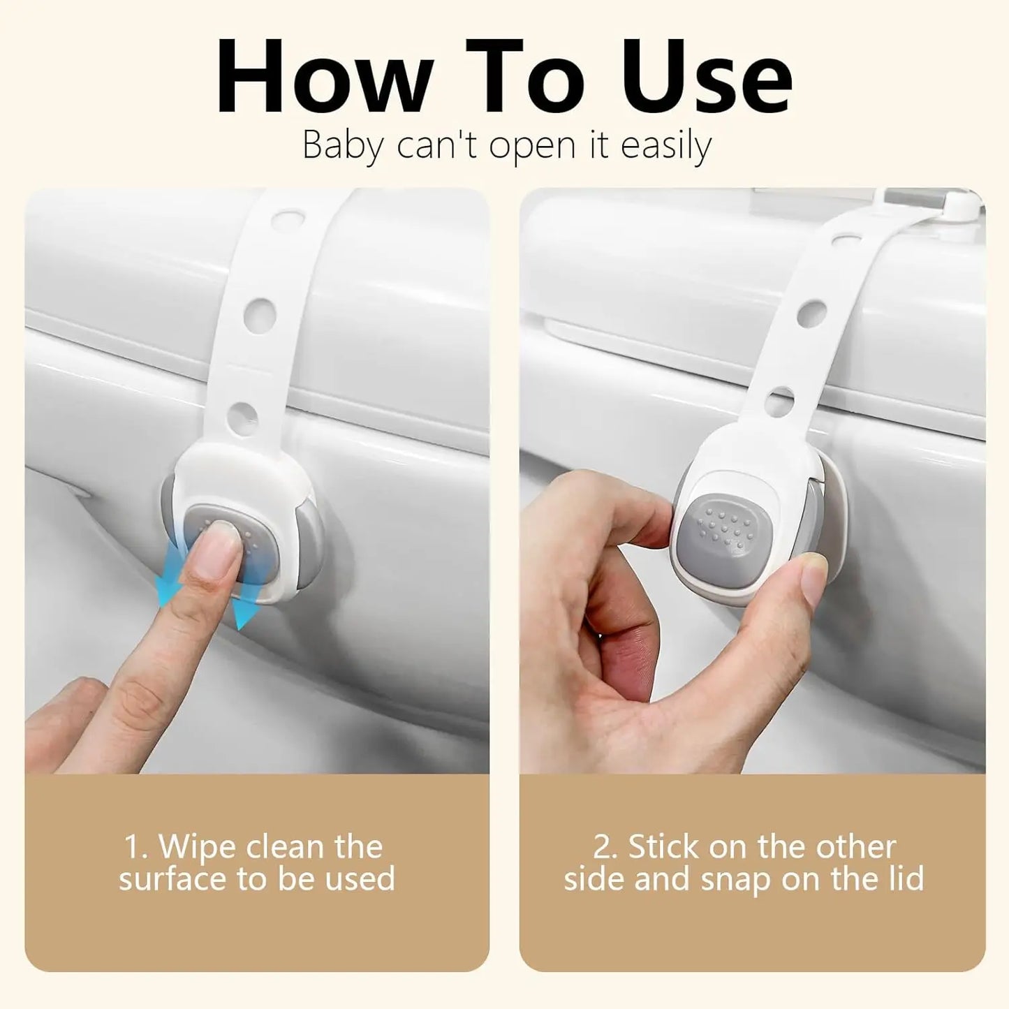 Baby Proof Toilet Lock - Child Safety Cabinet Locks for Toilet Seat, Drawers, Fridge, Doors | Easy Install with Strong 3M Adhesi