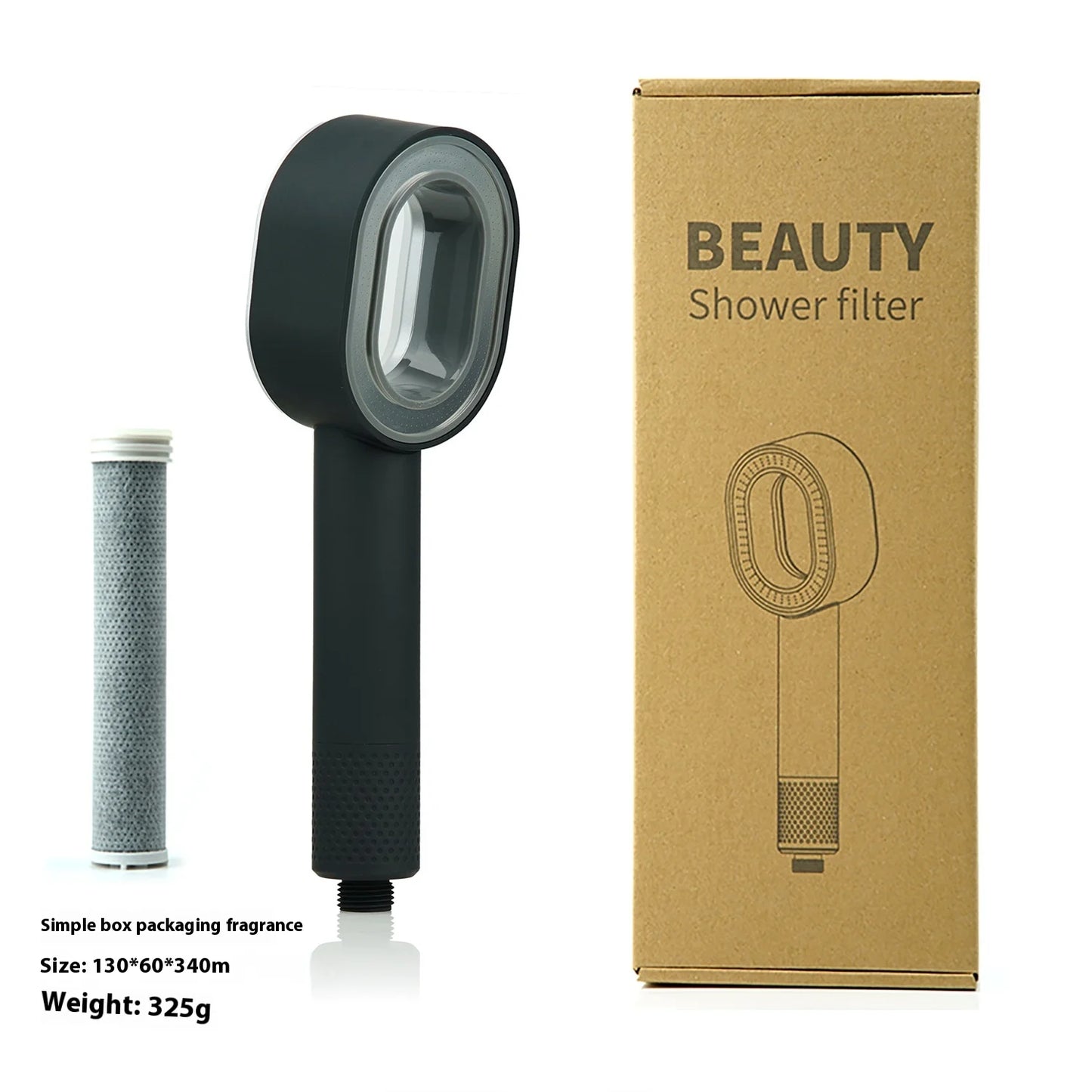 High end fragrance shower showerhead with carbon fiber filter element for filtering fragrance and skin care showerhead