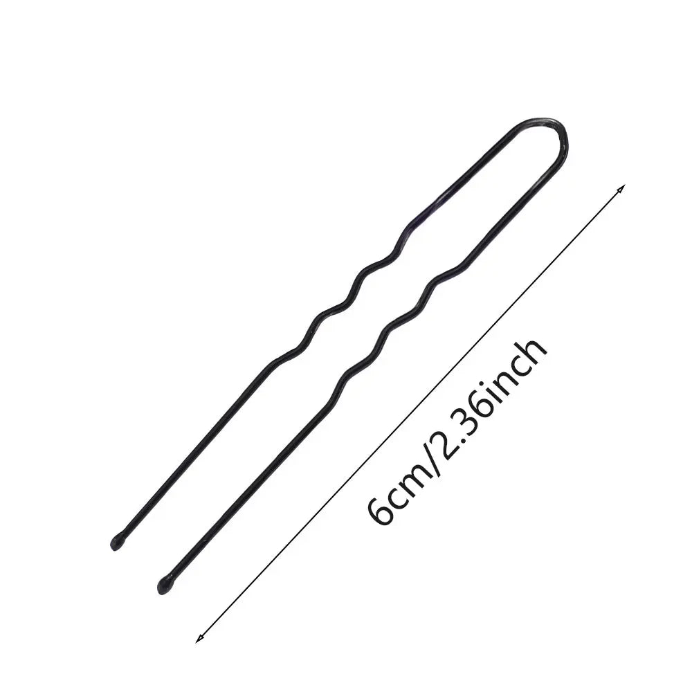30/180Pcs Black Hair Clips U-Shaped Bobby Pin Invisible Wavy Hairpin Hairstyle Styling Metal Hair Grip Barrette Hair Accessories