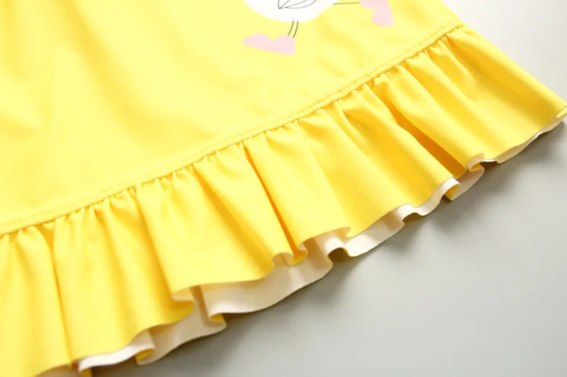 Baby Girl Swimwear Yellow Swimsuit for Girls UPF50 Sunscreen Children Swimming Suit Long Sleeve Infant Toddler Bathing Suit Kids