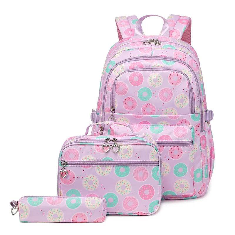 2025 New 3 Pcs Sets Student Schoolbag Girls Fashion Leisure Large Capacity Backpack Junior High School Shoulders Backpack - AIAZ