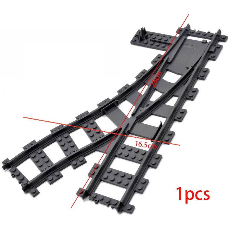 City Train Station Platform Traffic Light Cave Flyover Tracks Straight Curved Rails Building Block Bricks Technican Creative Toy - AIAZ