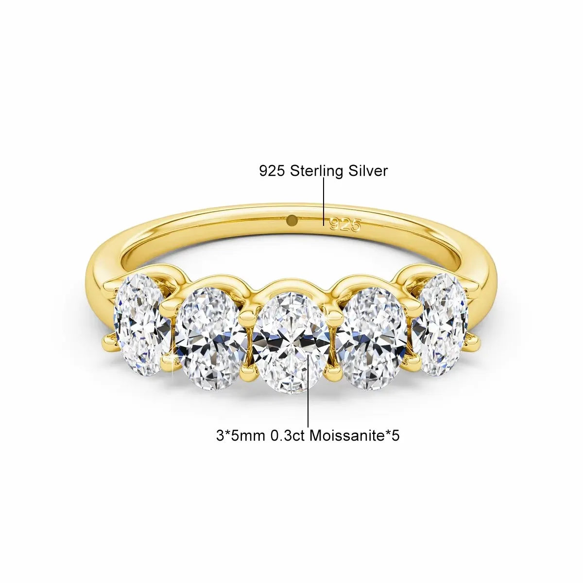 Real 14k Gold Oval Moissanite Eternity Ring Wedding Band For Women AU 585 K Gold Fine Jewelry Engagement Gift With Certificate