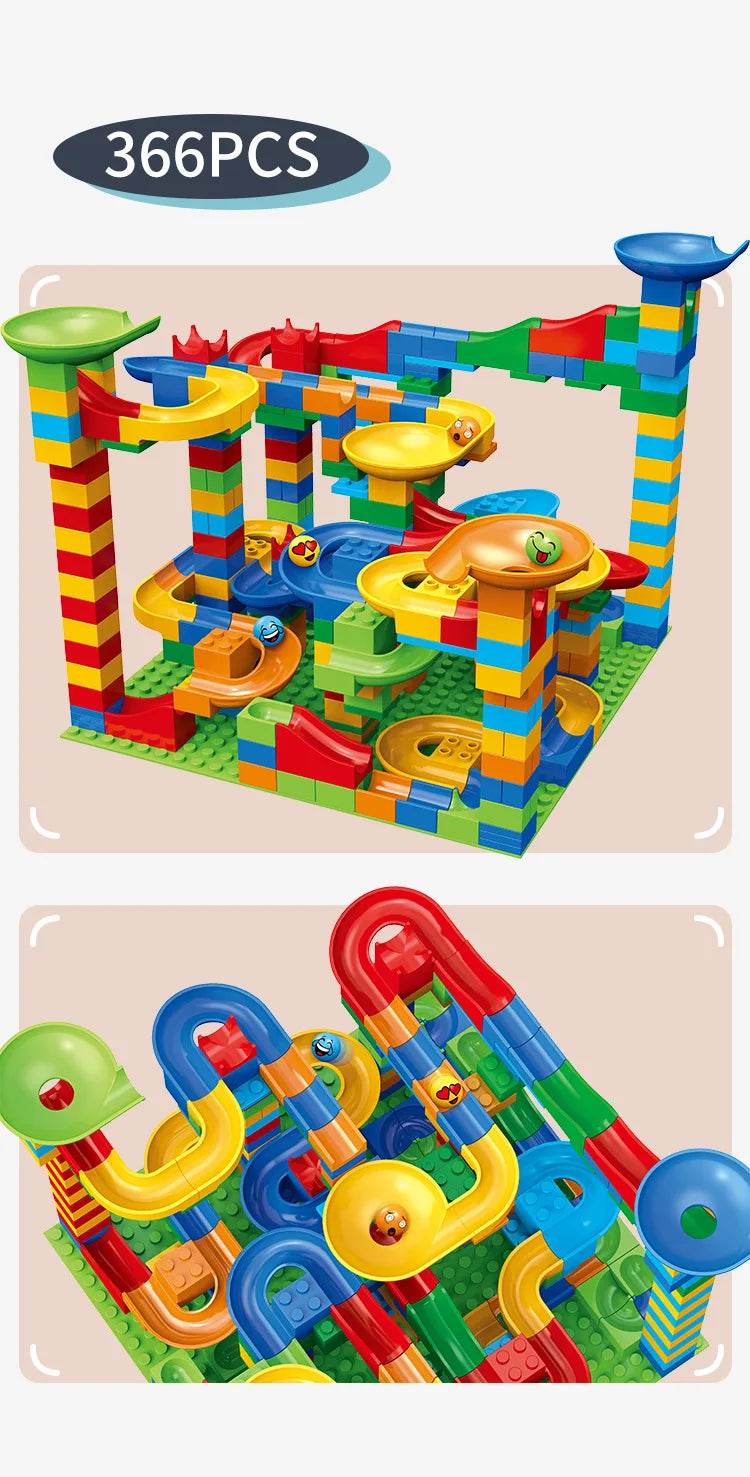 Marble Race Run Block Small Size Building Blocks Maze Ball Funnel Slide Blocks DIY Creative Bricks Assemble Toys Bulk Model Toys - AIAZ