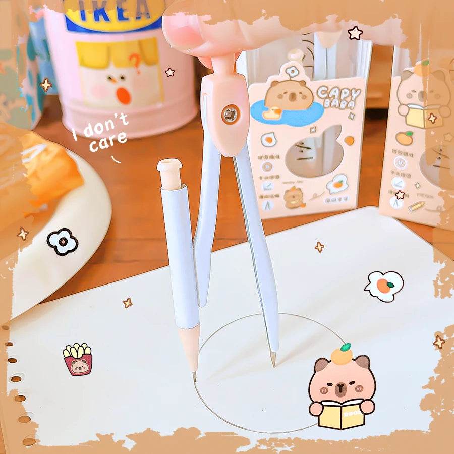 school caliper School supplies Study geometria school compass drawing tool cute capybara professional compass children - AIAZ