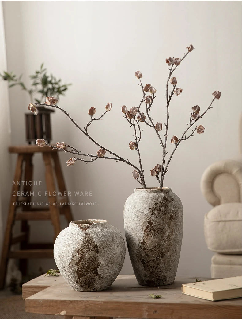 Jingdezhen mottled retro new Chinese pot wabi-sabi wind decorative ornaments entryway TV cabinet vase