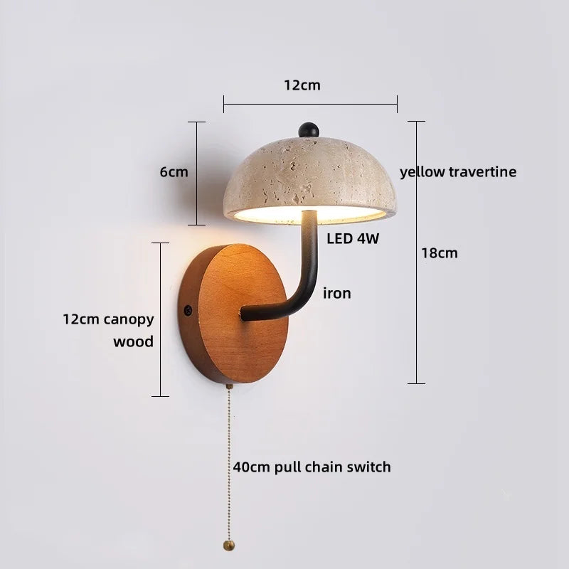 IWHD White Glass Interior LED Wall Lamps Reading With Switch Yellow Travertine Stone Bathroom Mirror Stair Light Wandleuchte