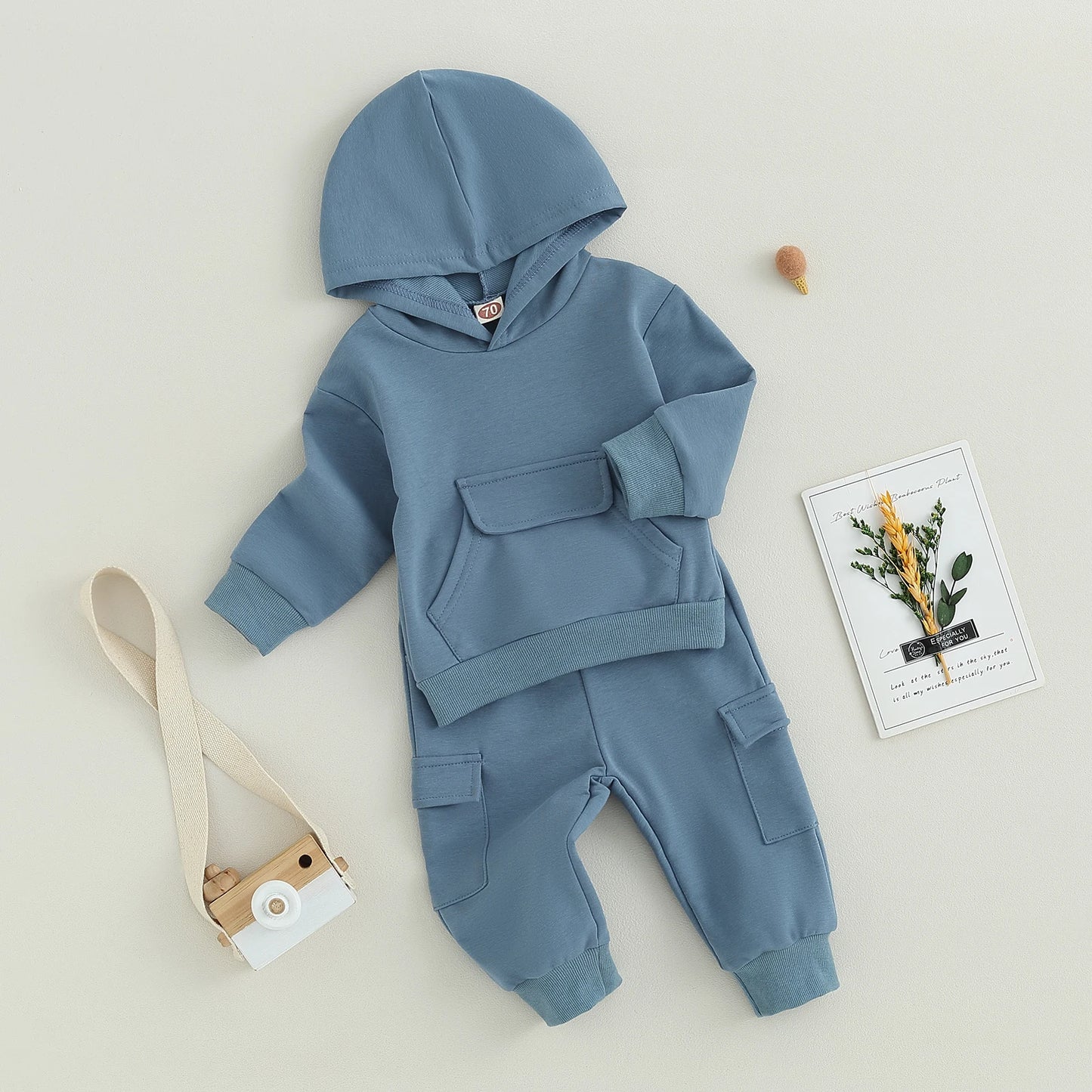 Pudcoco Infant Newborn Baby Boys Pants Set, Long Sleeve Hoodie with Elastic Waist Sweatpants Infant Clothes 0-3T