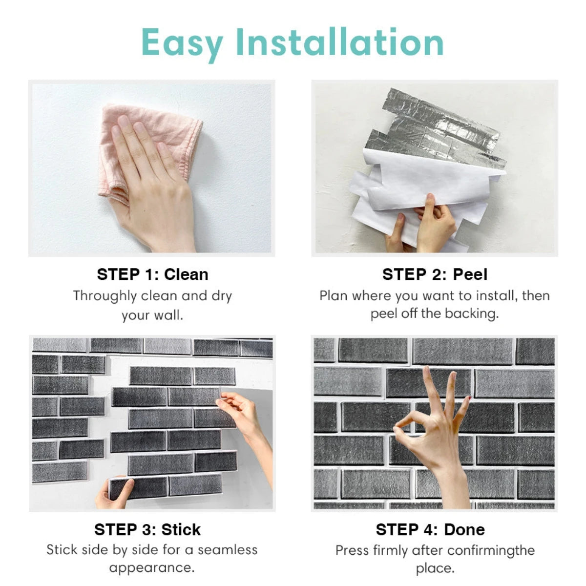 1/10pcs 3D Wall Sticker Self-adhesive Faux Brick Wall Panel Peel and Stick Kitchen Tile Backsplash Bathroom Wall Tile Sticker