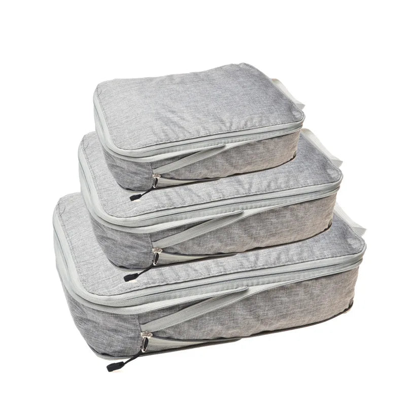 Travel Compression Packing Cubes Suitcase Luggage Organizer Set Zipper Foldable Storage Bag for Clothes Shoes Travel Accessories