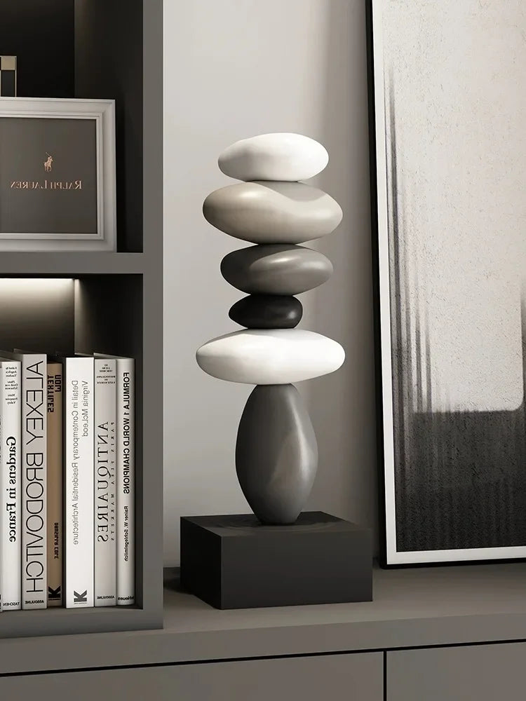 Modern Art Feng Shui Stone Resin Sculpture Wine Cabinet Decor Living Room Desktop Home Decoration Stone Statue Model Figurines