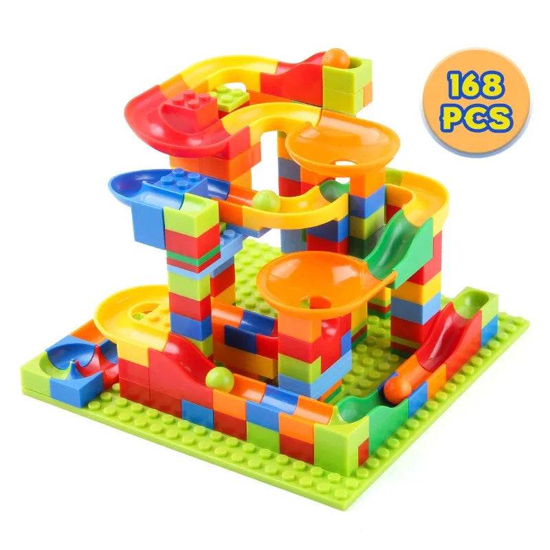 Marble Race Run Block Small Size Building Blocks Maze Ball Funnel Slide Blocks DIY Creative Bricks Assemble Toys Bulk Model Toys - AIAZ