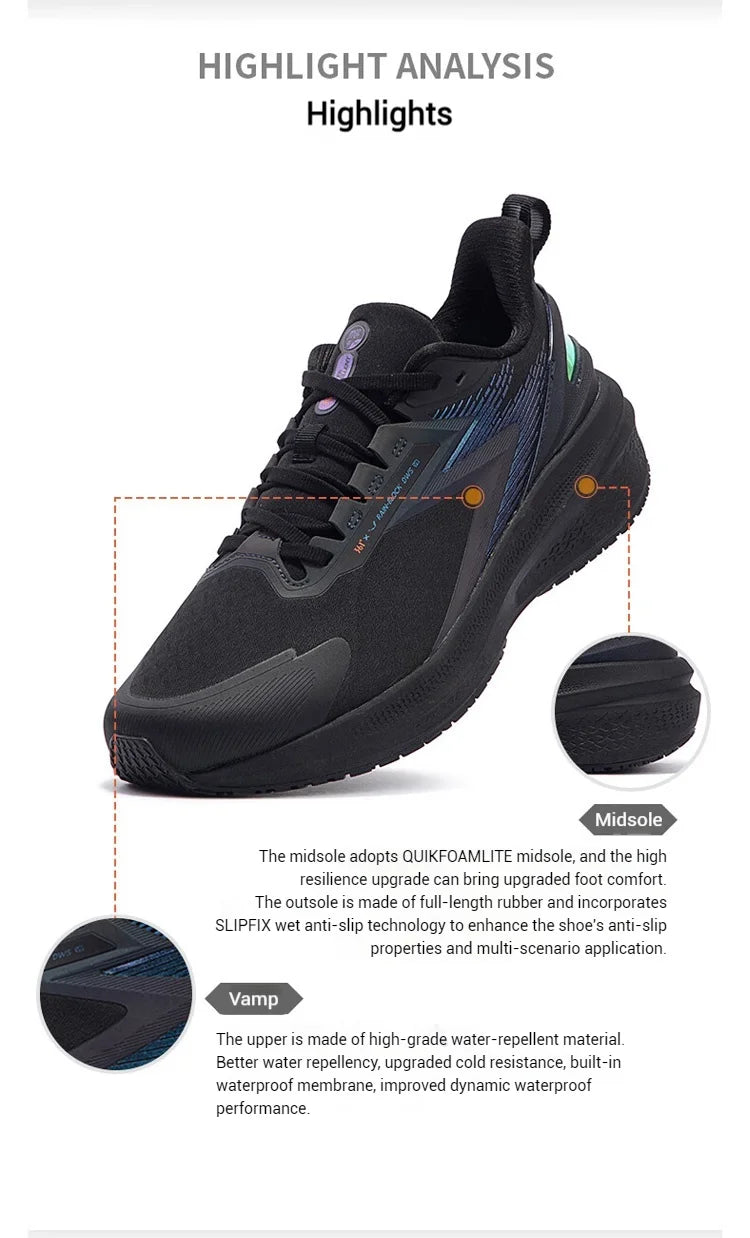 361 Degrees Rainblock 7.0 Men Running Shoes Anti Splash Rainproof Technology Non-Slip Cushioning Rebound Male Sneakers 672432239