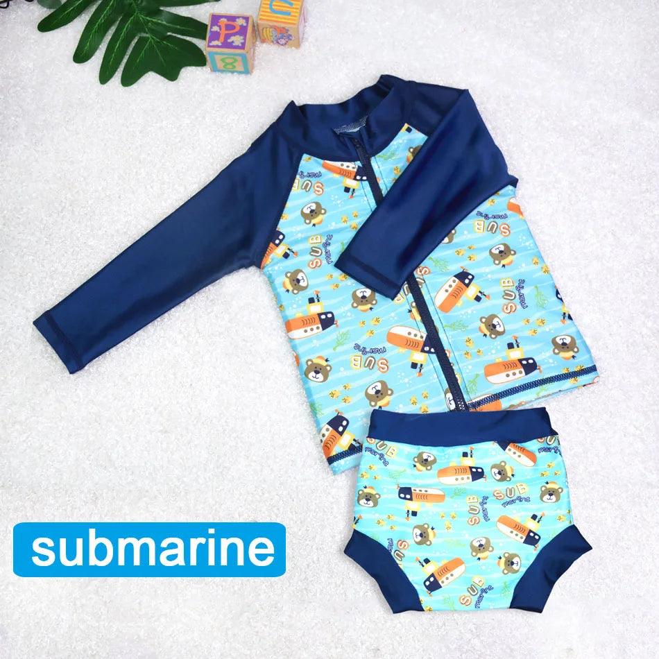 Eezkoala Infant Swimsuit UV 50 Resistant and Long Sleeve Zipper Baby Swimwear Rash Vest for Toddler Swimming Suit for Kids